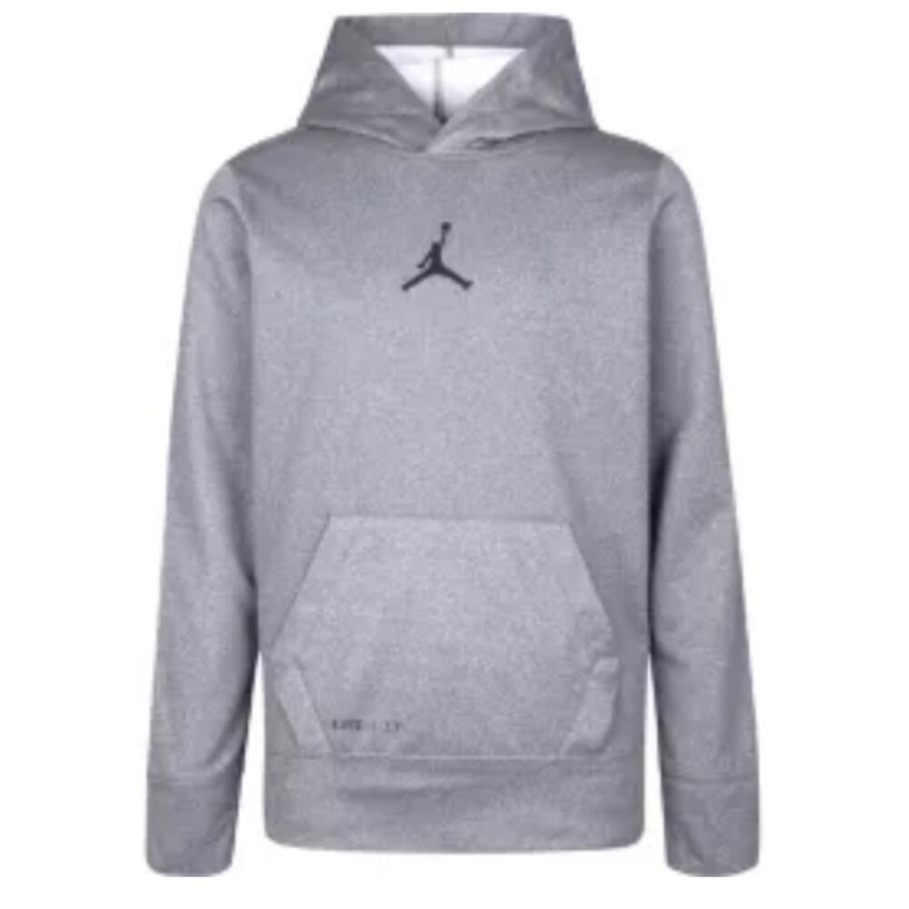 Jordan Boys Embroidered Logo Therma‎ Pullover Hoodie Carbon Heather Gray Medium